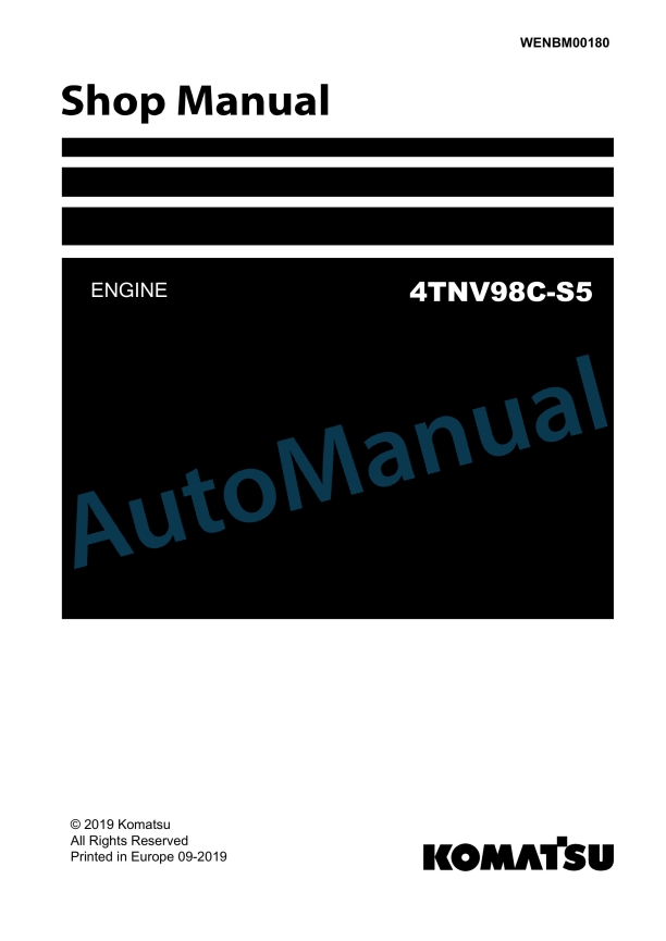 Komatsu 4TNV98C-S5 Engine Shop Manual WENBM00180