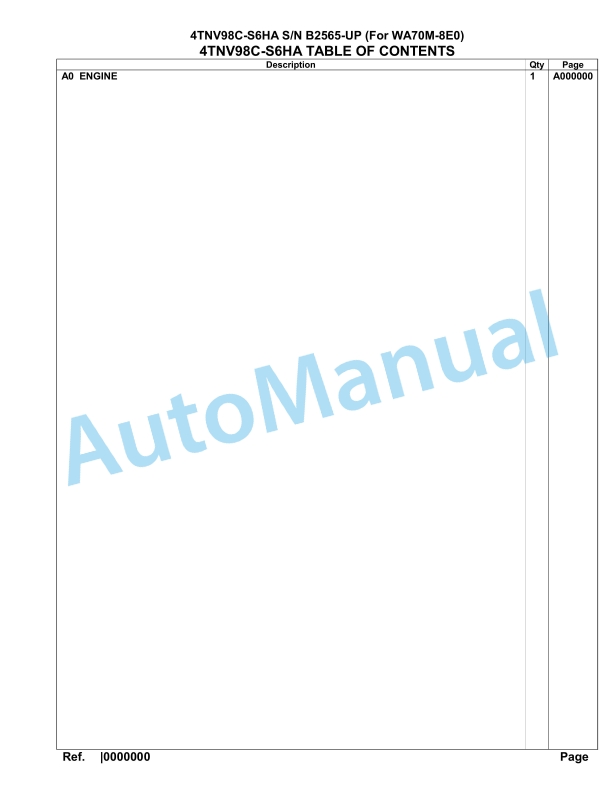 Komatsu 4TNV98C-S6HA Engine Parts Manual