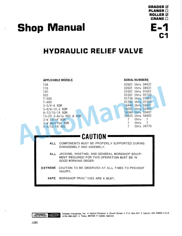 Komatsu 503 Motor Grader Shop Manual SMG-503-2