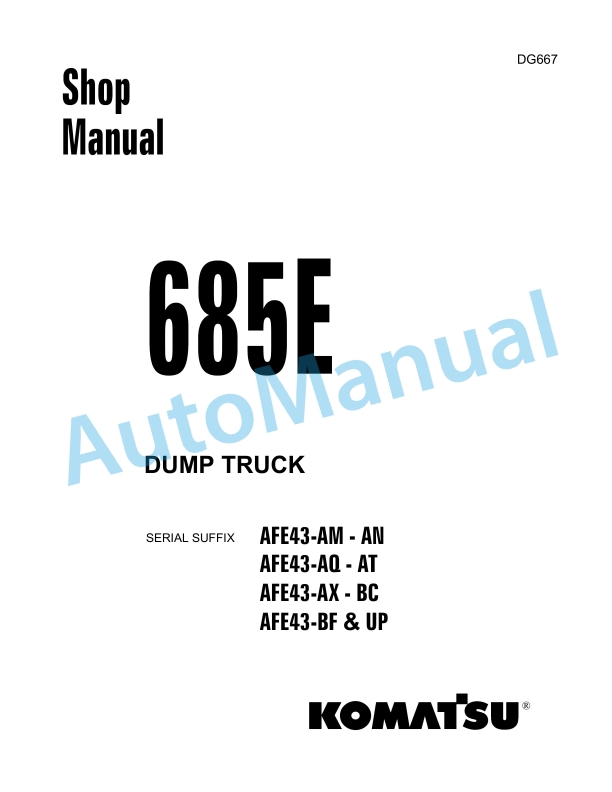 Komatsu 685E Dump Truck Shop Manual DG667