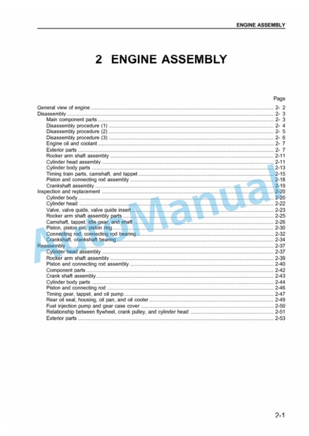 Komatsu 6BG1, 6BG1T Diesel Engine Shop Manual 6BG1T-BE2-1-2