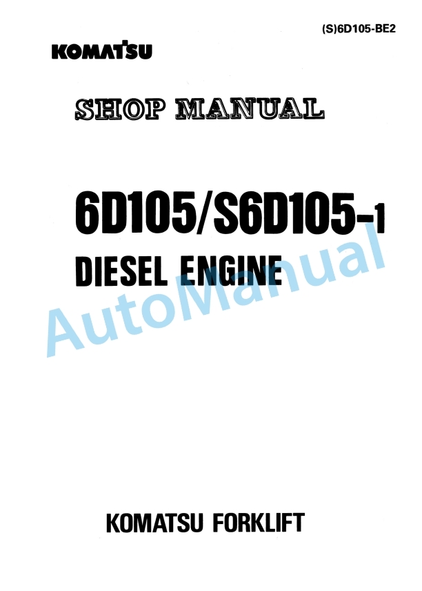 Komatsu 6D105-1, S6D105-1 Diesel Engine Shop Manual (S)6D105-BE2