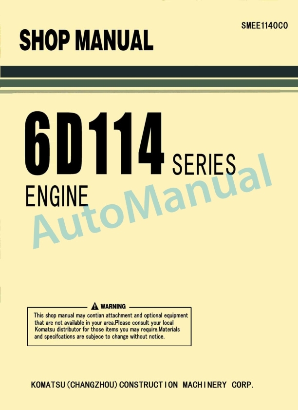 Komatsu 6D114 Series Engine Shop Manual SMEE1140C0