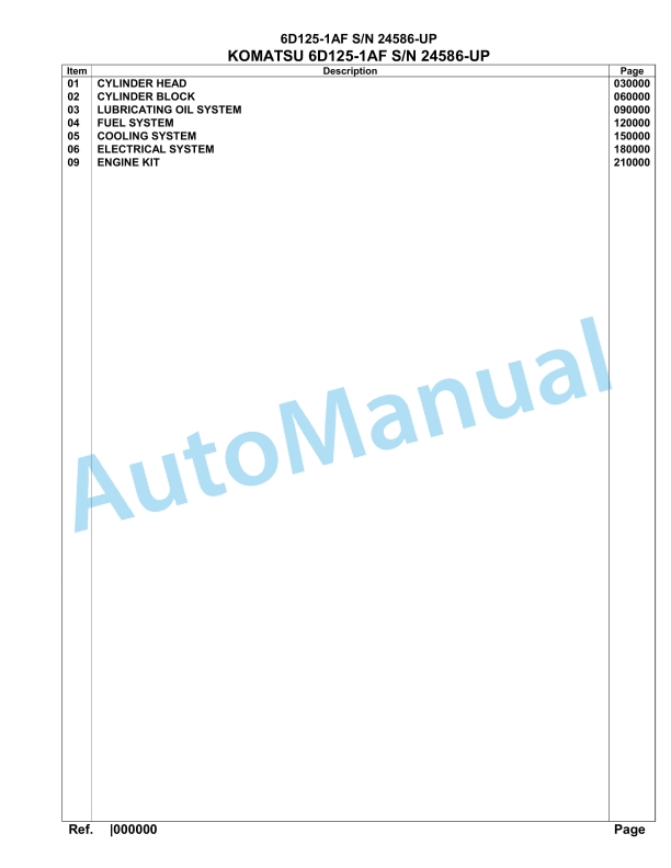 Komatsu 6D125-1AF Engine Parts Manual