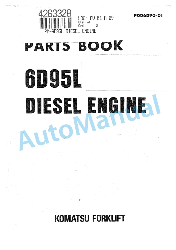 Komatsu 6D95L Diesel Engine Parts Manual PDD6D90-01