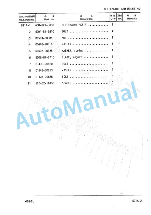 Komatsu 6D95L Diesel Engine Parts Manual PDD6D90-01-5