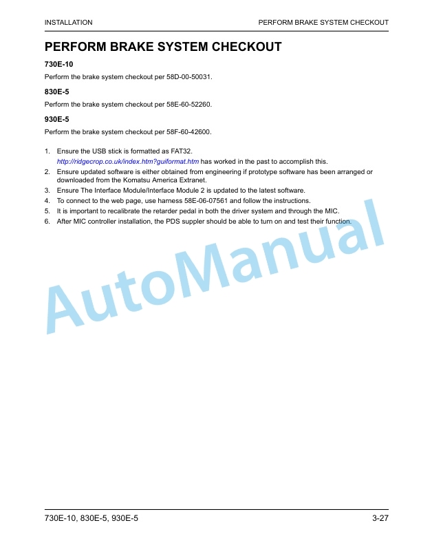 Komatsu 730E-10, 830E-5, 930E-5 EDT Dump Truck Machine Intervention System Installation Guide CEAW011500 5 Komatsu 730E-10, 830E-5, 930E-5 EDT Dump Truck Machine Intervention System Installation Guide CEAW011500 - Image 5