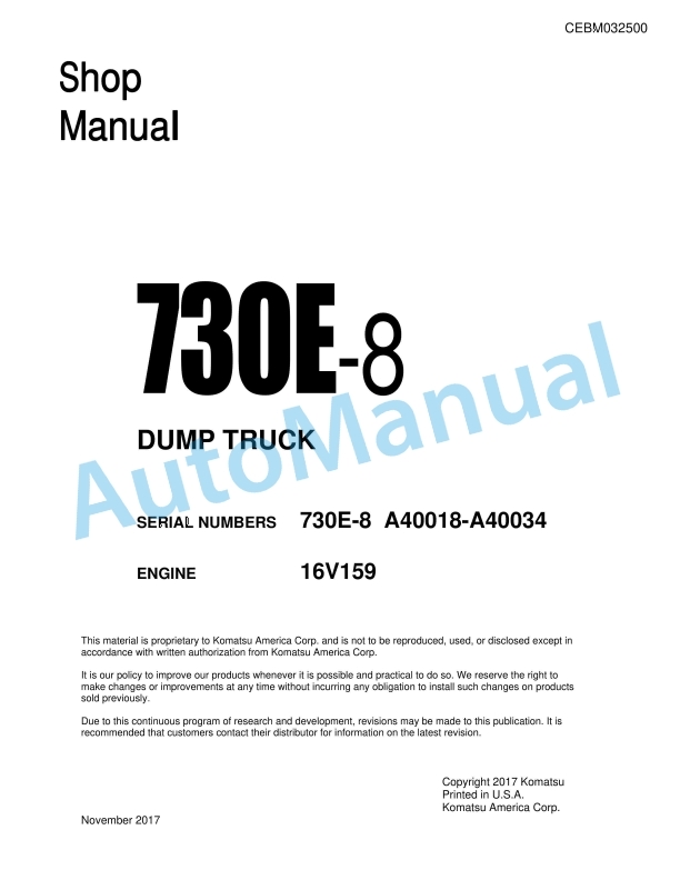 Komatsu 730E-8 Dump Truck Shop Manual CEBM032500
