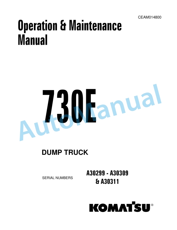 Komatsu 730E Dump Truck Operation and Maintenance Manual CEAD014800