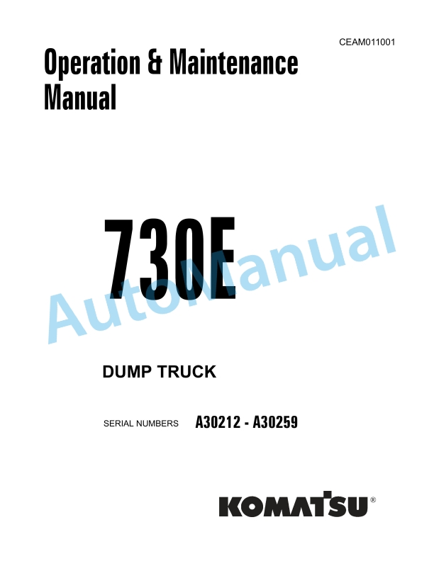 Komatsu 730E Dump Truck Operation and Maintenance Manual CEAM011001