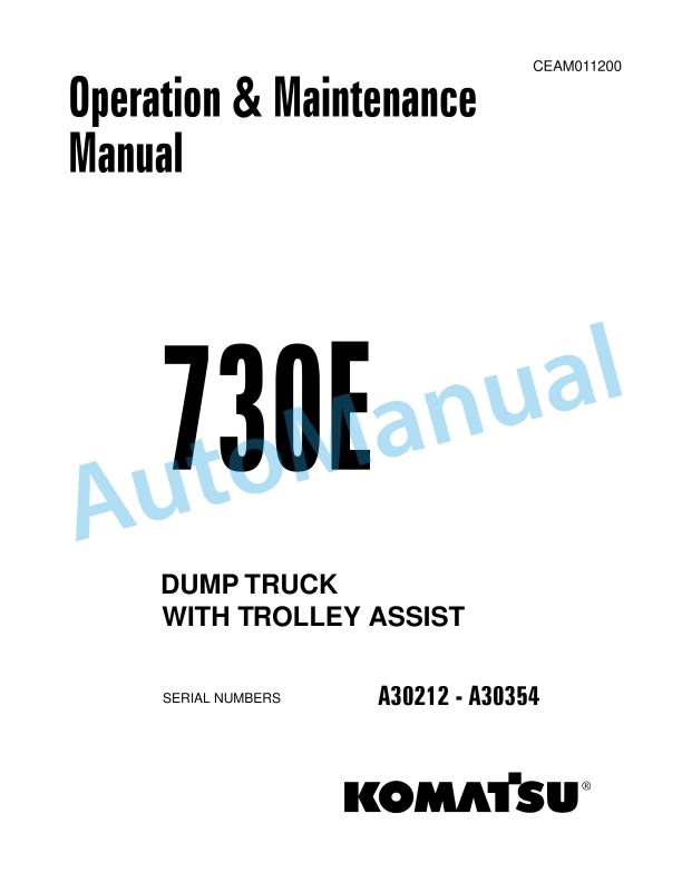 Komatsu 730E Dump Truck Operation and Maintenance Manual CEAM011200