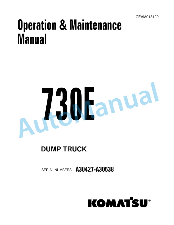 Komatsu 730E Dump Truck Operation and Maintenance Manual CEAM018100