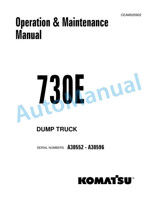 Komatsu 730E Dump Truck Operation and Maintenance Manual CEAM020902