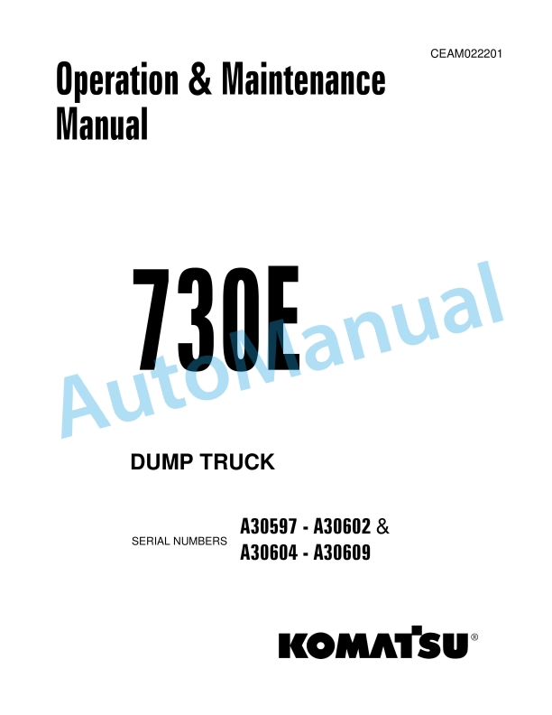 Komatsu 730E Dump Truck Operation and Maintenance Manual CEAM022201