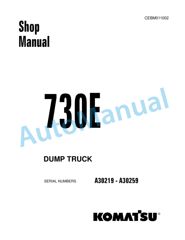 Komatsu 730E Dump Truck Shop Manual CEBM011002