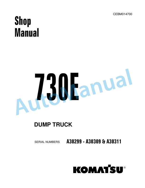 Komatsu 730E Dump Truck Shop Manual CEBM014700