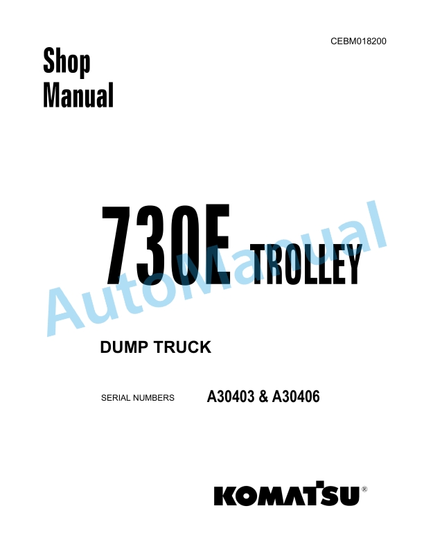 Komatsu 730E Trolley Dump Truck Shop Manual CEBM018200