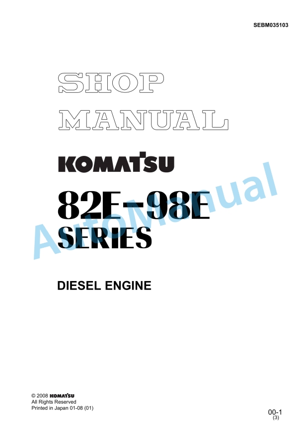 Komatsu 82E-98E Series Diesel Engine Shop Manual SEBM035103