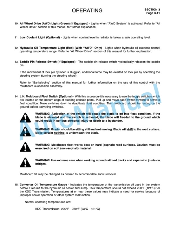 Komatsu 830, 850, 870 Motor Grader Operation and Maintenance Manual CEAMG58101-2