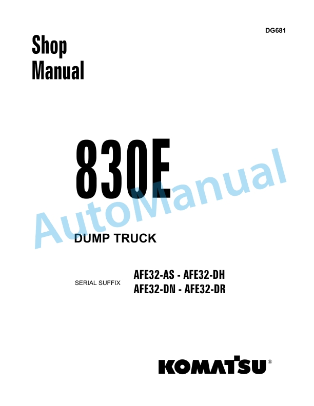 Komatsu 830E Dump Truck Shop Manual DG681