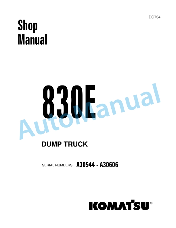 Komatsu 830E Dump Truck Shop Manual DG734