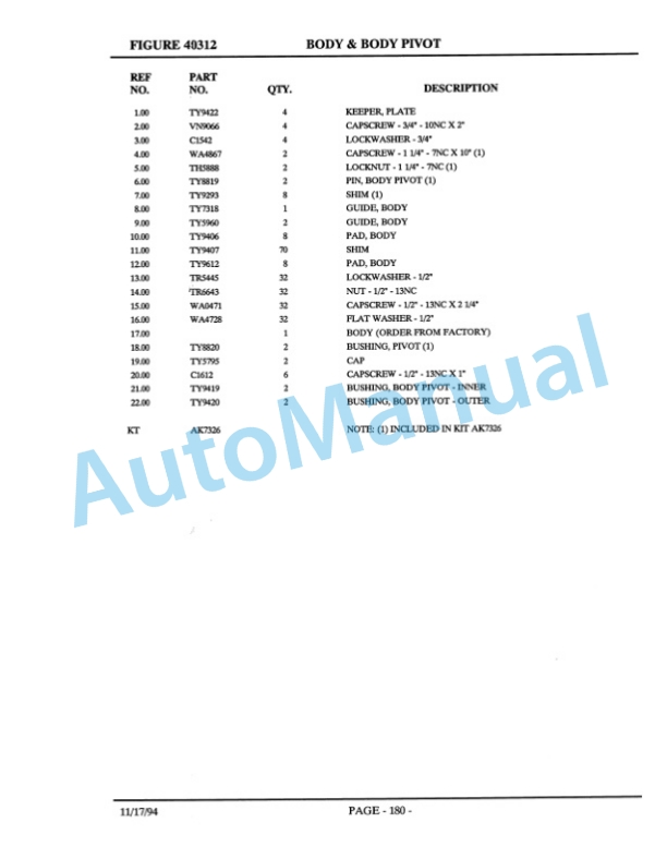 Komatsu 830E Haulpack Truck Parts Manual DH612BS-3