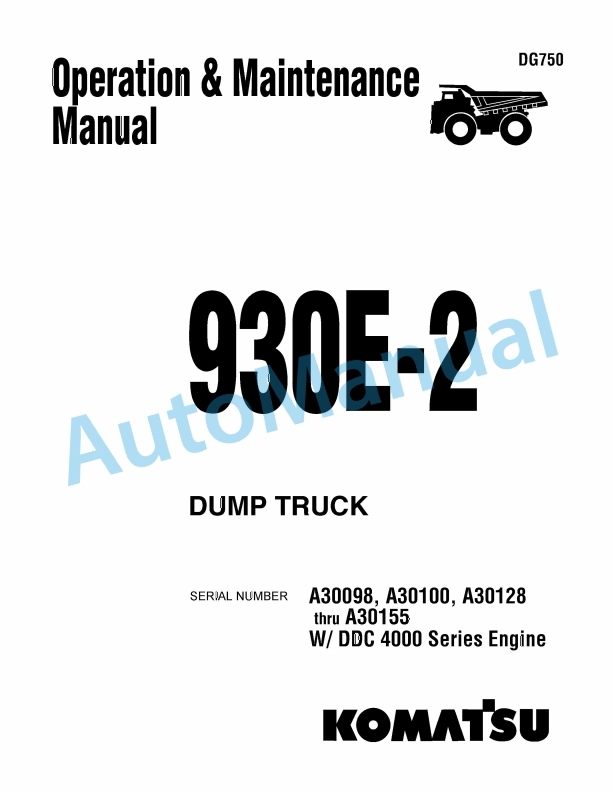 Komatsu 930E-2 Dump Truck Operation and Maintenance Manual DG750