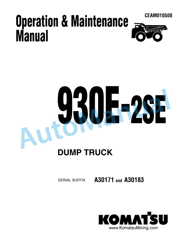Komatsu 930E-2SE Dump Truck Operation and Maintenance Manual CEAM010500