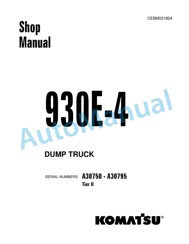 Komatsu 930E-4 Dump Truck Shop Manual CEBM021804