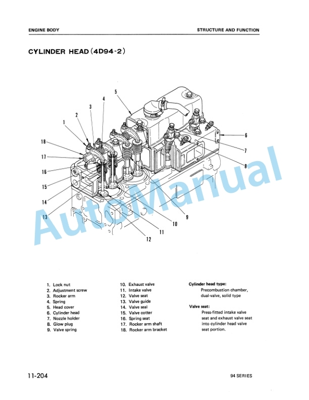 Komatsu 94 Series Diesel Engine Shop Manual SEBE6142A03-2