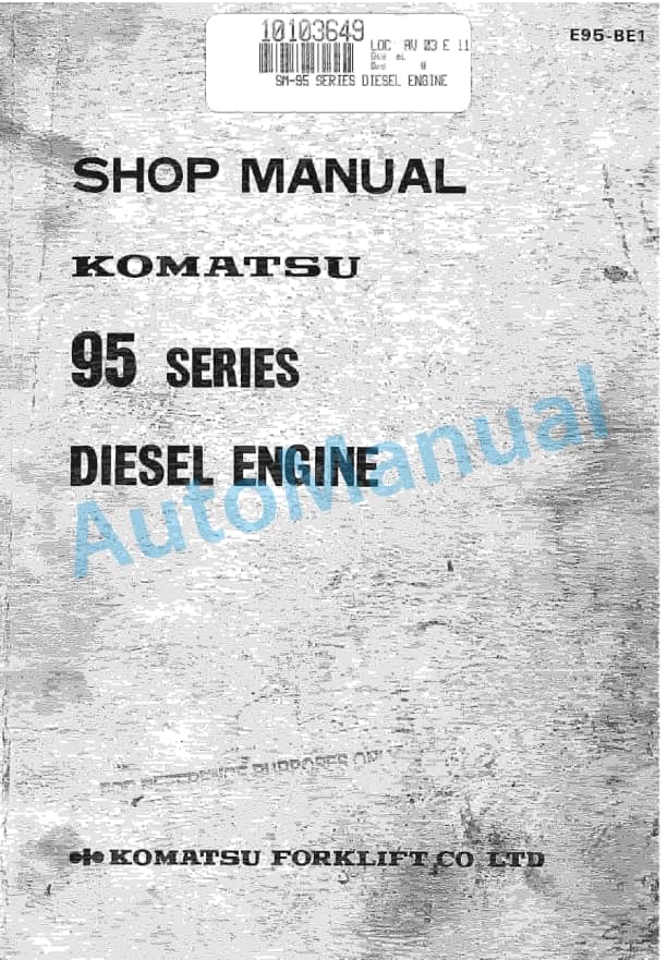 Komatsu 95 Series Diesel Engine Shop Manual E95-BE1