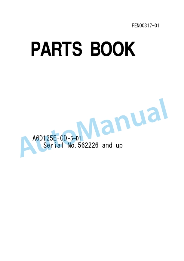 Komatsu A6D125E-GD-5-D1 Parts Manual FEN00317-01