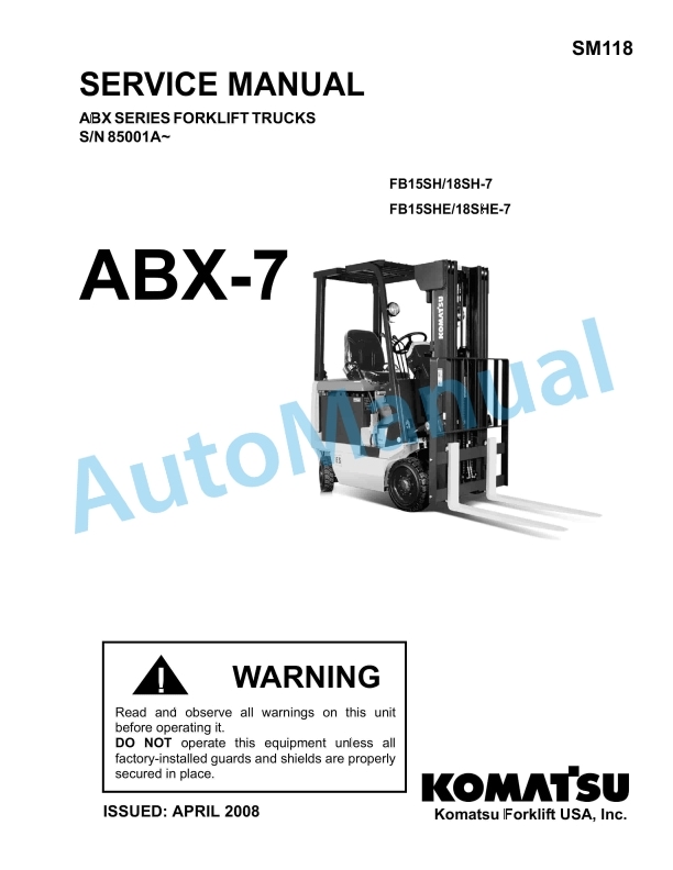 Komatsu ABX-7 Series Forklift Truck Service Manual SM118