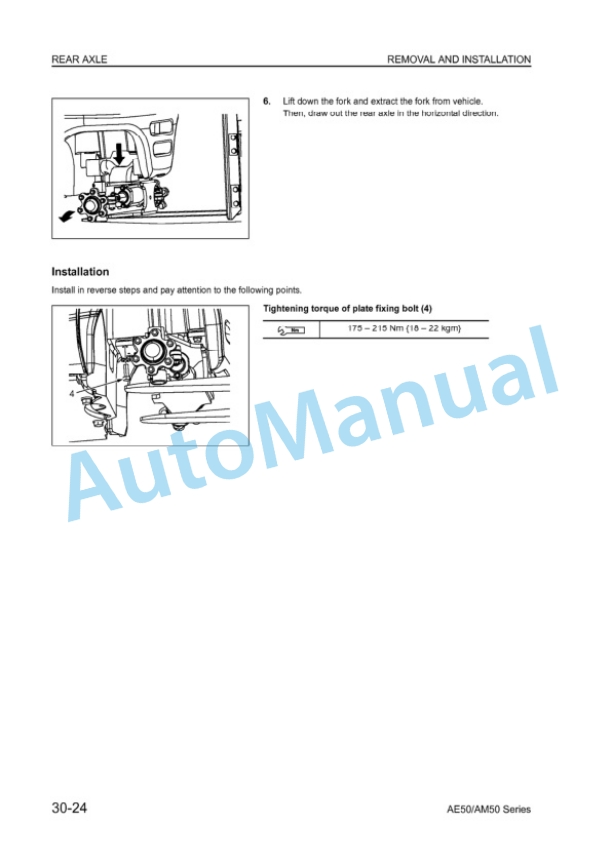 Komatsu AE50, AM50 Series Electric Lift Truck Shop Manual BBA12E1-02-2