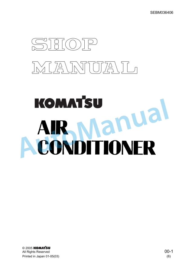 Komatsu Air Conditioner Shop Manual SEBM036406