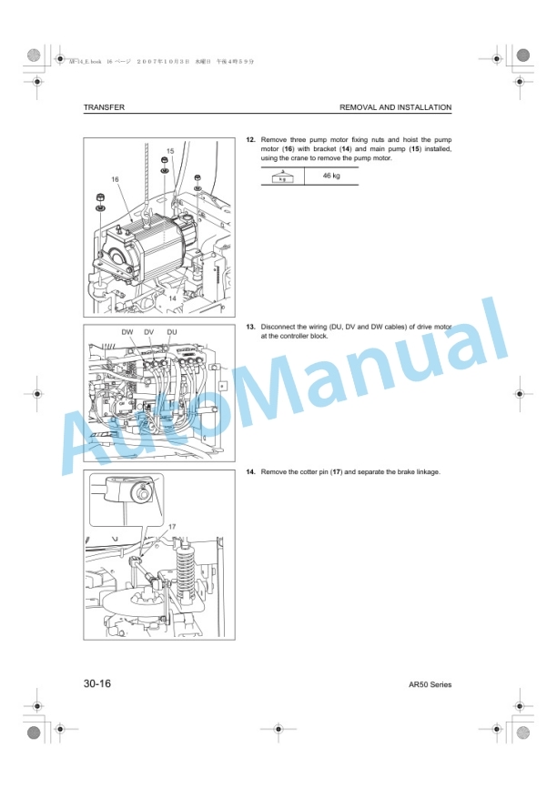 Komatsu AR50 Series Electric Reach Truck Shop Manual BRA14E1-02-2