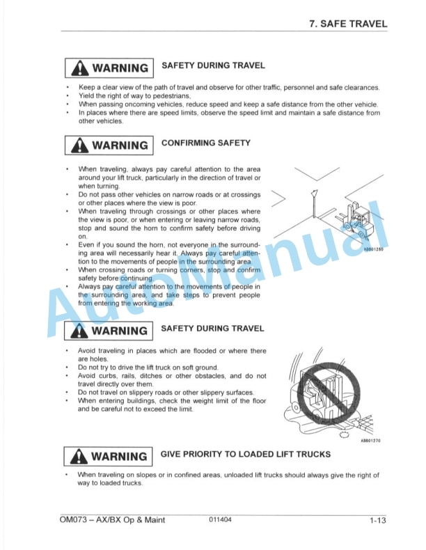 Komatsu AX and BX Forklift Truck Operation and Maintenance Manual OM073-2