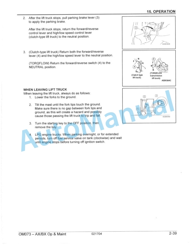 Komatsu AX and BX Forklift Truck Operation and Maintenance Manual OM073-4