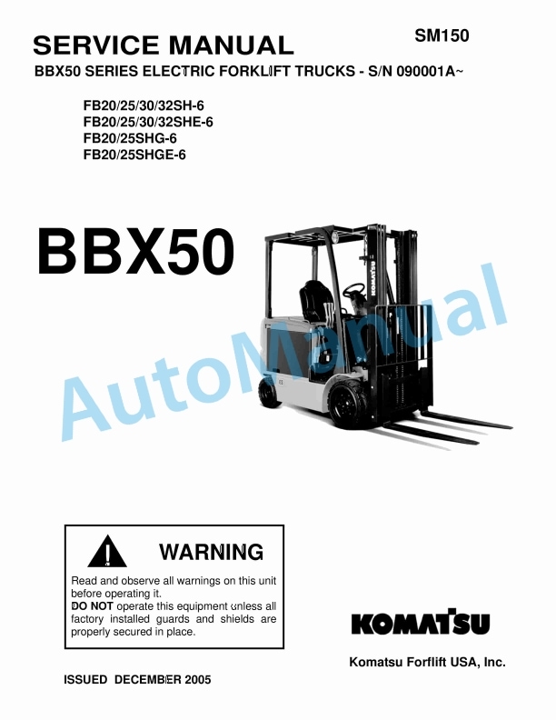 Komatsu BBX50 Series Electric Forklift Truck Service Manual SM150