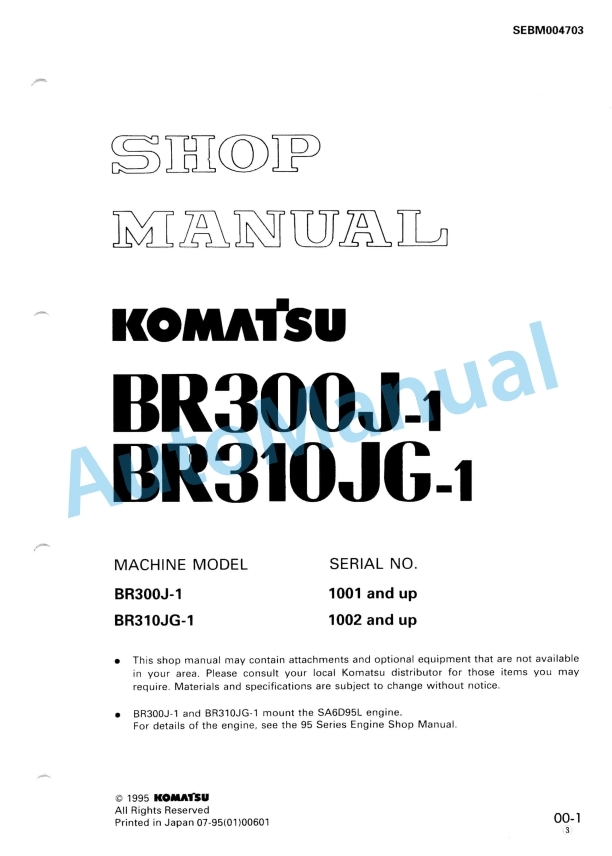 Komatsu BR300J-1, BR300JG-1 Series Shop Manual SEBM004703