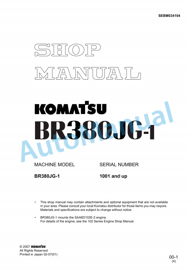 Komatsu BR380JG-1 Shop Manual SEBM034104