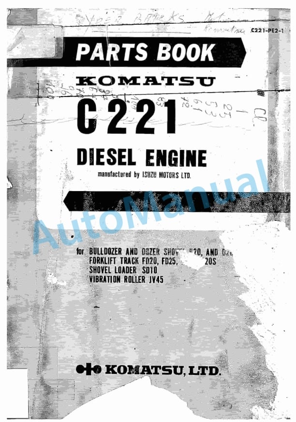 Komatsu C221 Diesel Engine Parts Manual C221-PE2-1