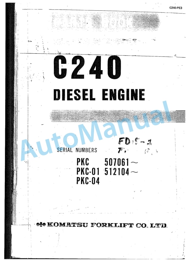 Komatsu C240 Diesel Engine Parts Manual C240-PE3