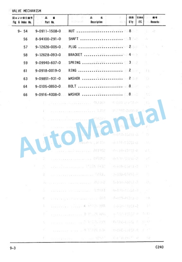 Komatsu C240 Diesel Engine Parts Manual C240PKF-PNE7-3