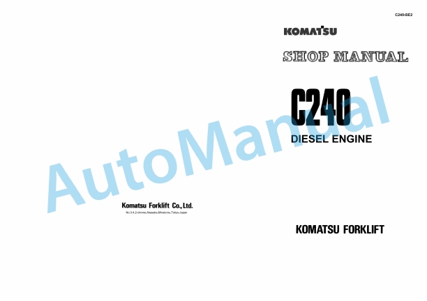 Komatsu C240 Diesel Engine Shop Manual C240-BE2