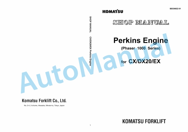 Komatsu CX, DX20, EX Perkins Engine Shop Manual BEE06EZ-01