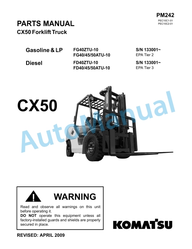 Komatsu CX50 Forklift Truck Parts Manual PM242