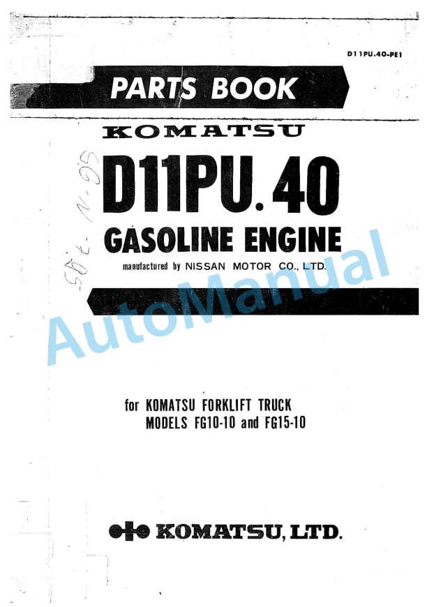 Komatsu D11PU.40 Gasoline Engine Parts Manual D11PU.40-PE1