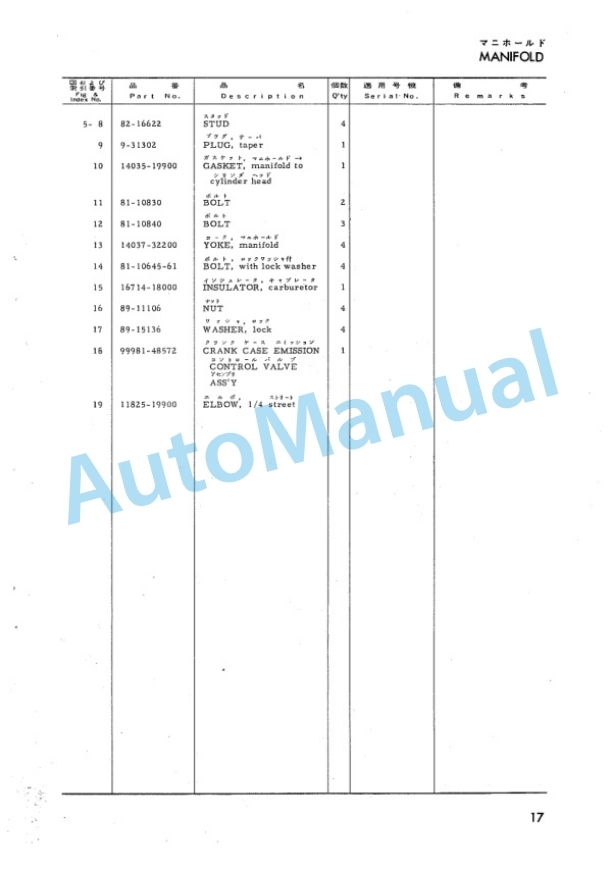 Komatsu D11PU.40 Gasoline Engine Parts Manual D11PU.40-PE1-3