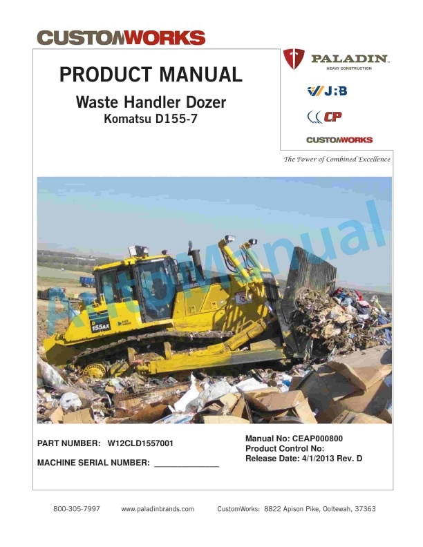 Komatsu D155-7 Waste Handler Dozer Parts Manual CEAP000800